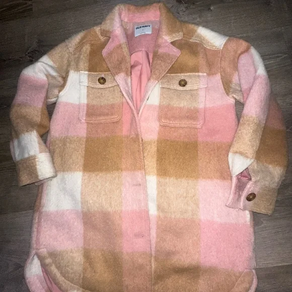 Old Navy Pink and Tan Plaid Jacket - Picture 4 of 8